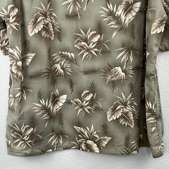 Batik Bay Green Hawaiian Leaf Print Cotton Button Front Short Sleeve Shirt XXL - Picture 10 of 13